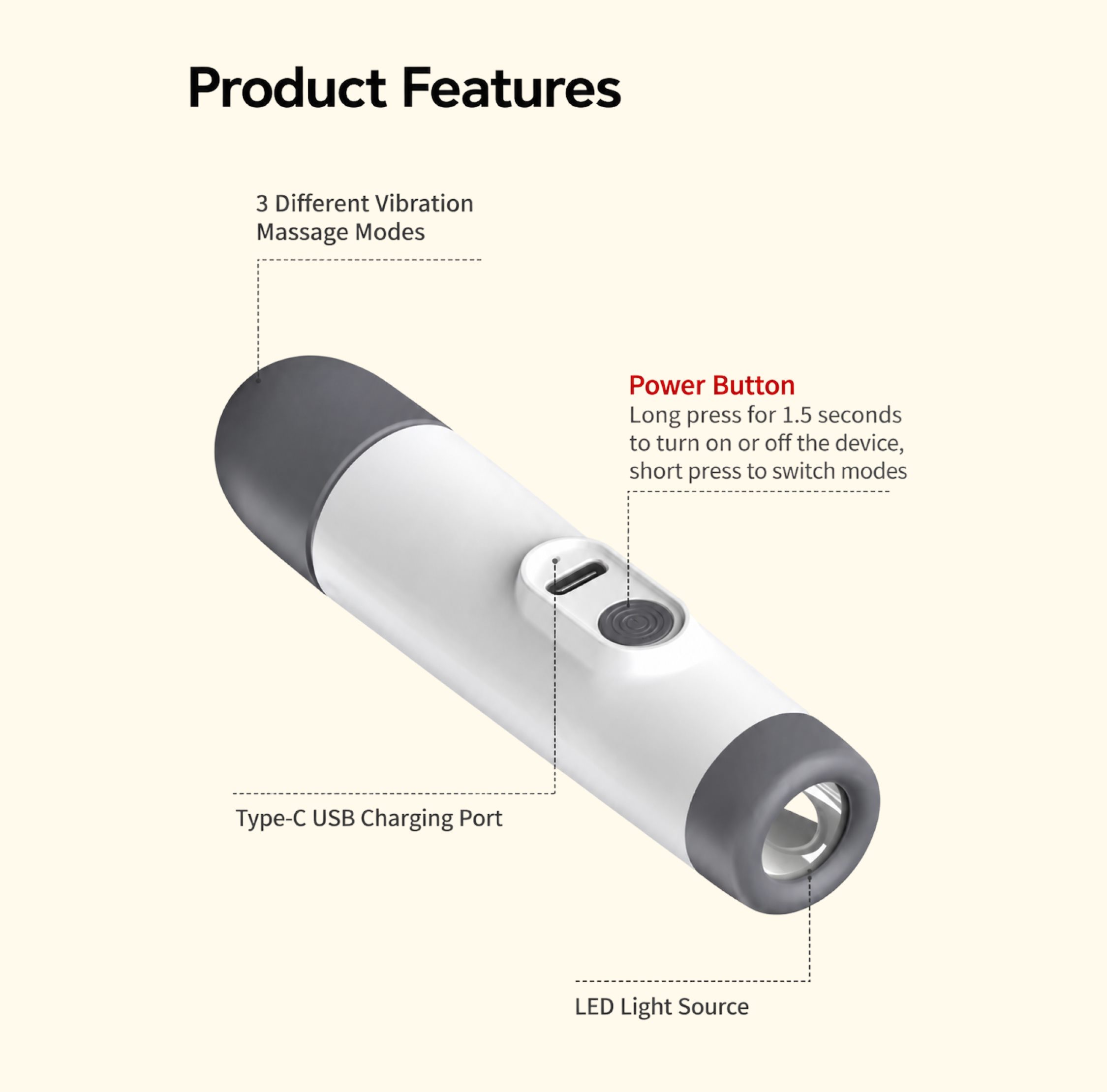Rechargable Torch with Massager