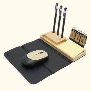 Bamboo Deskset with Mouse pad, Calendar & Utility stand