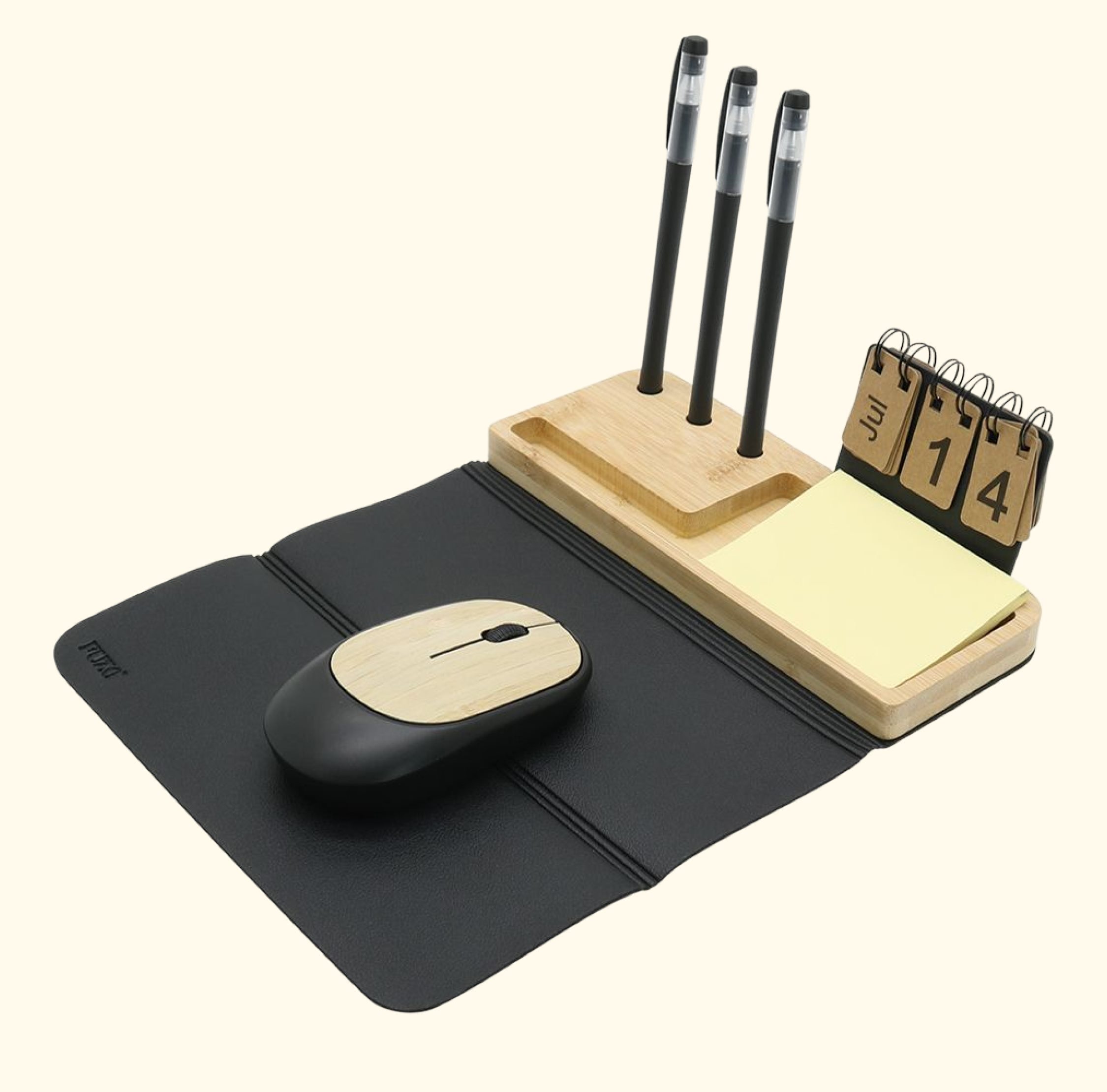 Bamboo Deskset with Mouse pad, Calendar & Utility stand
