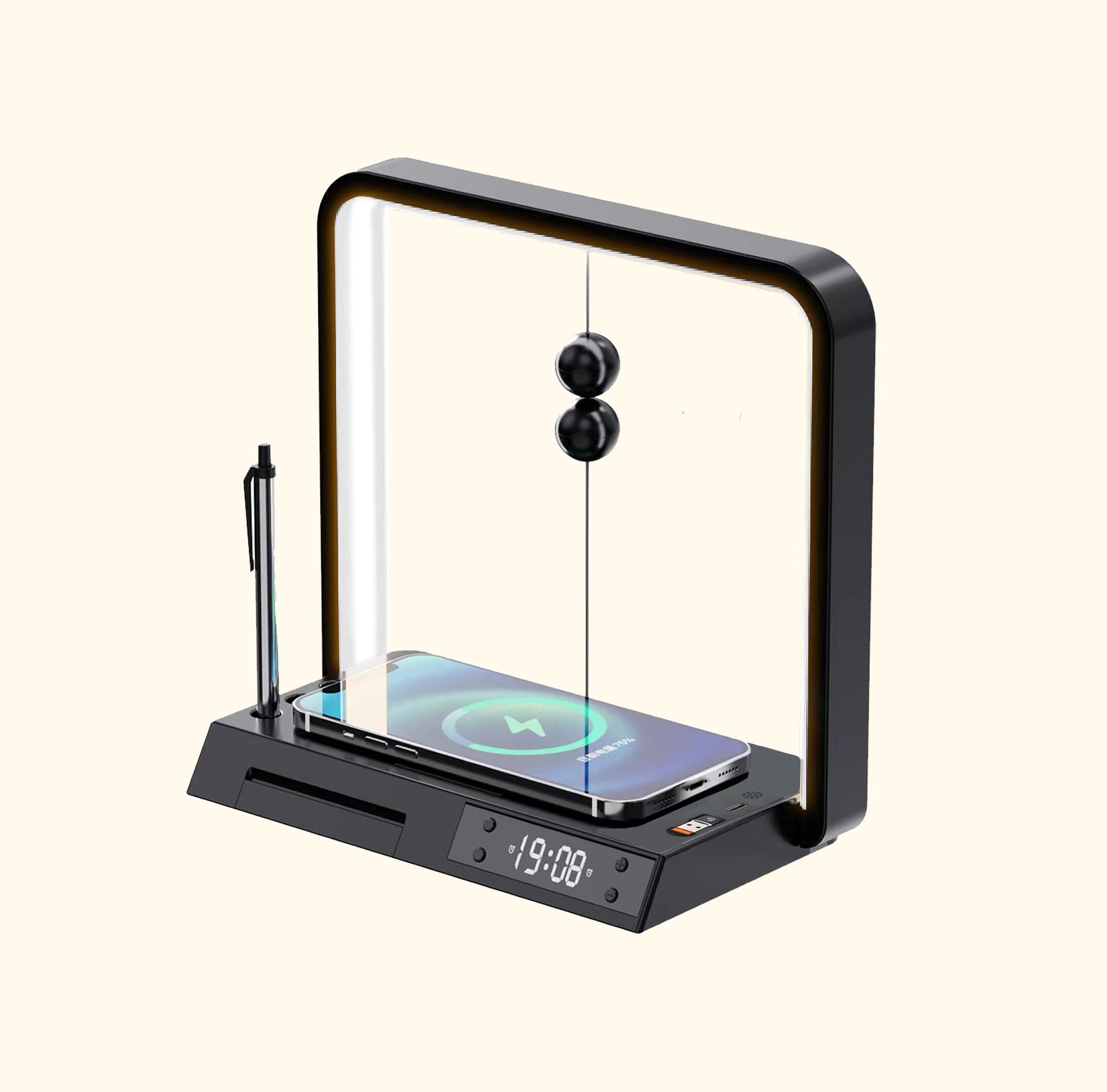 Magnetic lamp, charger, clock & stand