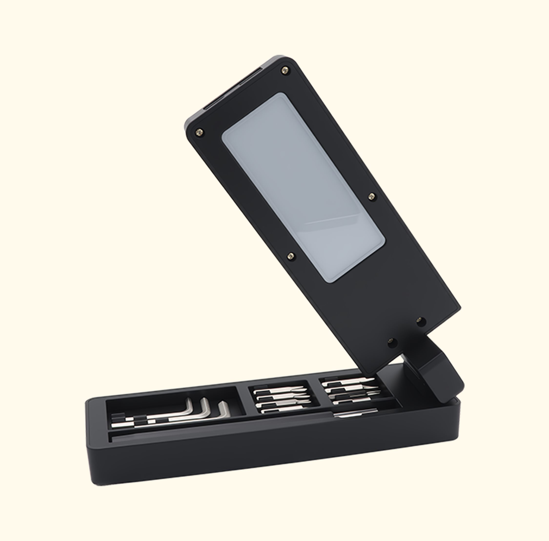 Portable tool set with light and Magnet
