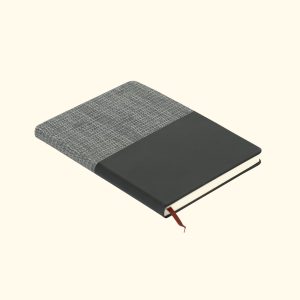 Woven textured leatherette notebook